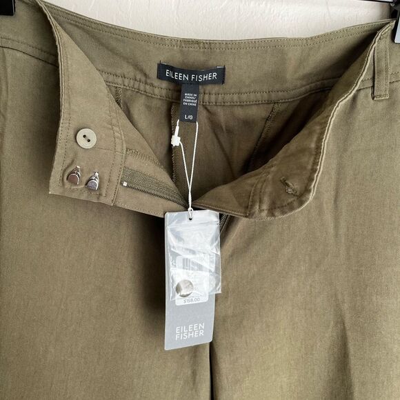 Eileen Fisher Tapered Tencel Casual Summer Shorts Olive Size Large NEW - Picture 6 of 8